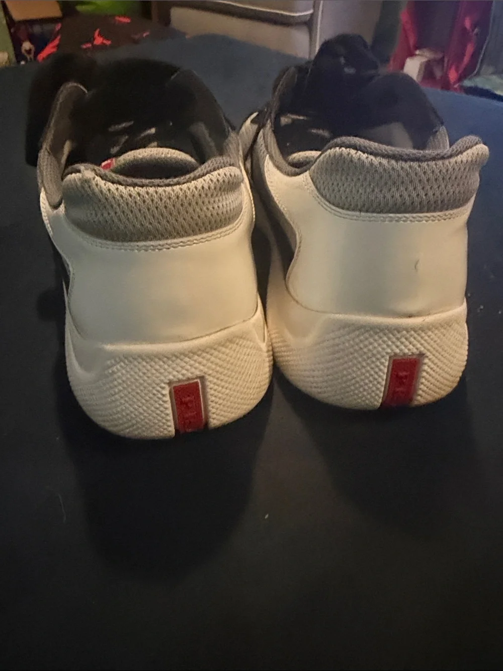 Prada Black Patent and Gray Mesh Men’s Low-Top Sneakers